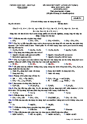Đề khảo sát chất lượng Lớp 9 (Lần 2) môn Hóa học - Mã đề 591 - Năm học 2019-2020 - Phòng giáo dục và đào tạo Cẩm Giàng